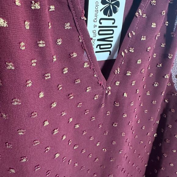 NEW Jade Melody Tam Women's Maroon Gold Swiss Dot Ruffle Tank Top Size Medium - Picture 4 of 10